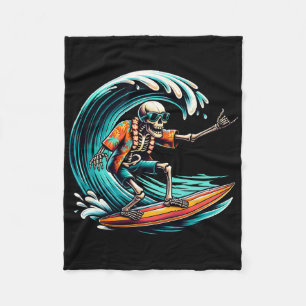 Cool Surfing For Men Women Skeleton Surfer Surfboa Fleece Blanket