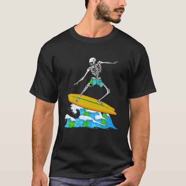 Cool Surfing For Men Women Skeleton Surfer Surfboa T-Shirt (Front)