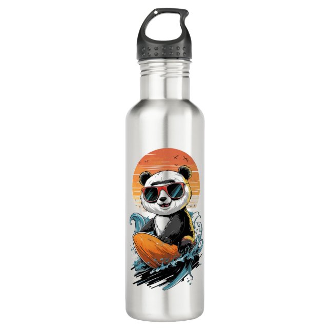 Cool Surfing Panda Bear 710 Ml Water Bottle (Front)