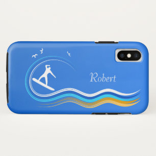 Cool Surf's Up Surfer Surfing Riding a Wave Slim iPhone XS Case