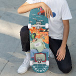 Cool Surreal Funny Unique Custom Personalised Name Skateboard<br><div class="desc">Cool Surreal Funny Unique Custom Personalised Name Skateboard features your personalised name in modern typography on a fun collage of cars, planes, ducks, flowers, birds and a person. Personalise by editing the text in the text box provided. Give a custom made gift, personalised skateboard to your favourite skateboarder for Christmas,...</div>