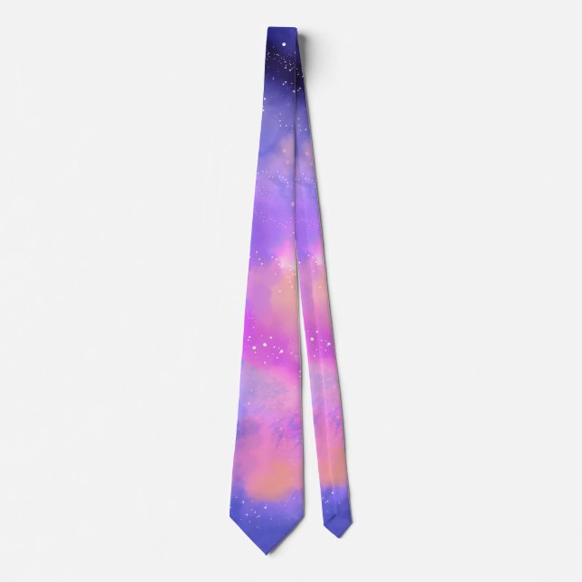 Cool Surreal Space Clouds Watercolor Design Tie (Front)