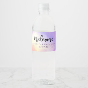 Cool Surreal Watercolor Design Welcome Wedding Water Bottle Label