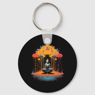 Cool Surreal Zen Buddha Art Graphic Meditation Yog Key Ring