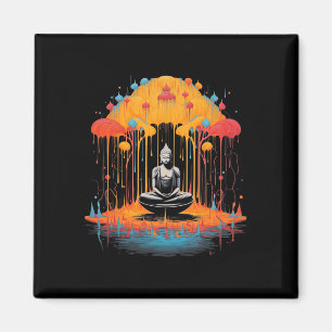 Cool Surreal Zen Buddha Art Graphic Meditation Yog Magnet