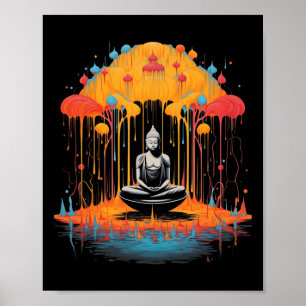 Cool Surreal Zen Buddha Art Graphic Meditation Yog Poster