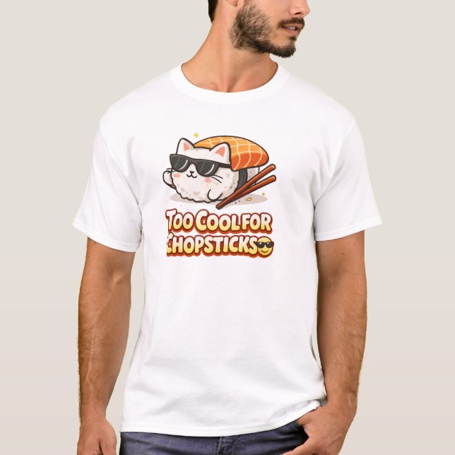 Cool Sushi Cat Funny Asian Food Kawaii Design T-Shirt (Front)