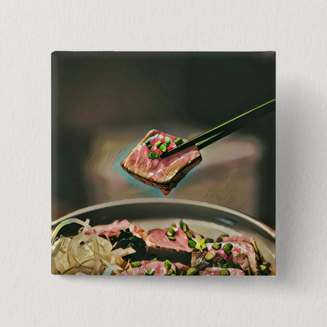 Cool sushi gift 15 cm square badge (Front)