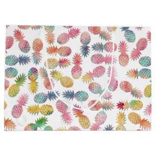 Cool “sweet summer” watercolor pineapples pattern large gift bag