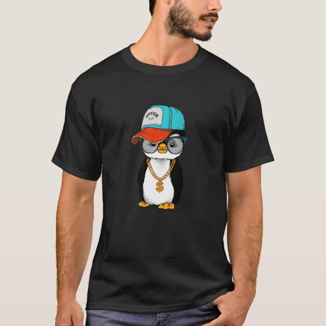 Cool Sweetest Hipster Pinguin Style  Graphic Desig T-Shirt (Front)