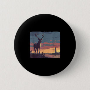 Cool Symbolic Deer With Statue Of Liberty Costume  6 Cm Round Badge