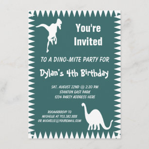 Cool T Rex Dinosaur Birthday Party Invitations