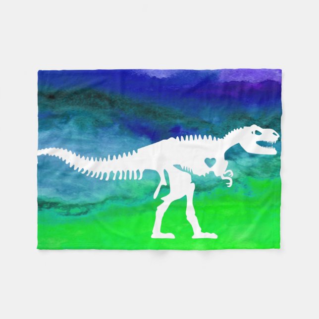 Cool T-rex Dinosaur Fleece Blanket (Front (Horizontal))