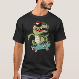 Cool T-Rex Dinosaur Skateboard T-Shirt