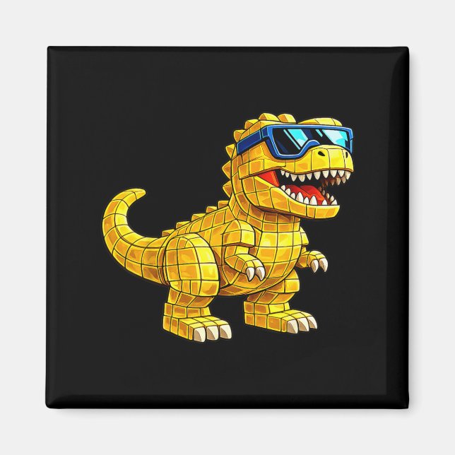 Cool T rex Master Builder Block Brick Men Women Magnet (Front)