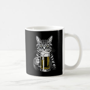 Cool Tabby Cat Drinking Beer Funny Pet Art Mug