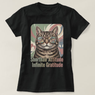 Cool Tabby Cat Rounded Glasses Wall Art T-Shirt