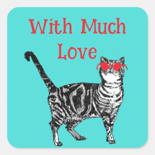 Cool Tabby Cat You Are One Cool Cat Cats Love Square Sticker (Front)