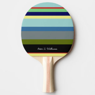 cool table tennis paddle with colour stripes & nam