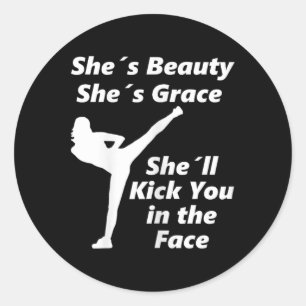 Cool Taekwondo Kickboxing Martial Arts Saying For  Classic Round Sticker
