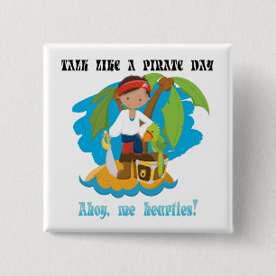 Cool Talk Like A Pirate Day Ahoy Me Hearties Fun 15 Cm Square Badge
