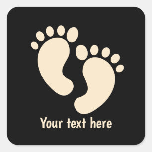 Cool tan baby feet black  square sticker