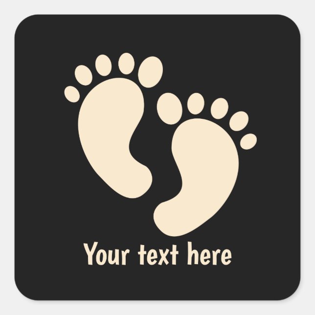 Cool tan baby feet black  square sticker (Front)