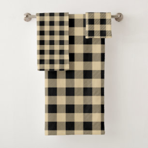 cool tan tiled buffalo plaid bath towel set