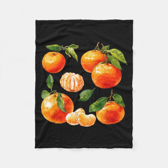 Cool Tangerine Fruit Fleece Blanket (Front)