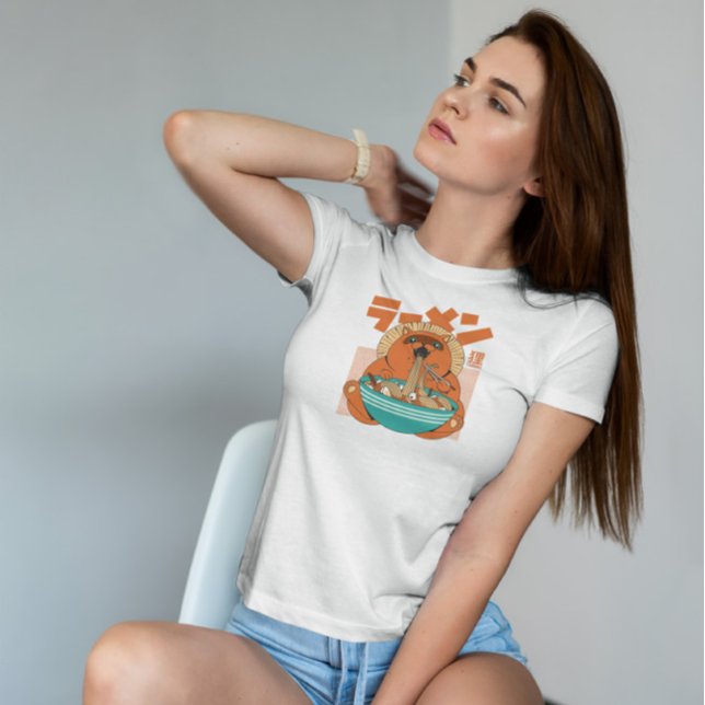 Cool Tanuki Eating Ramen T-Shirt (Creator Uploaded)