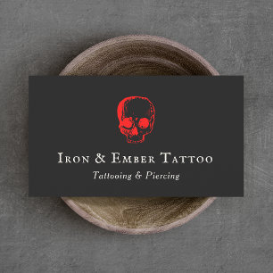Cool Tattoo Artist Red Skull Black  Business Card