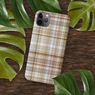 Cool Taupe Beige Dark Brown Grey Tartan Pattern iPhone 13 Mini Case