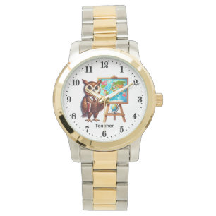 Cool Teach inspire word art Teacher owl  Watch