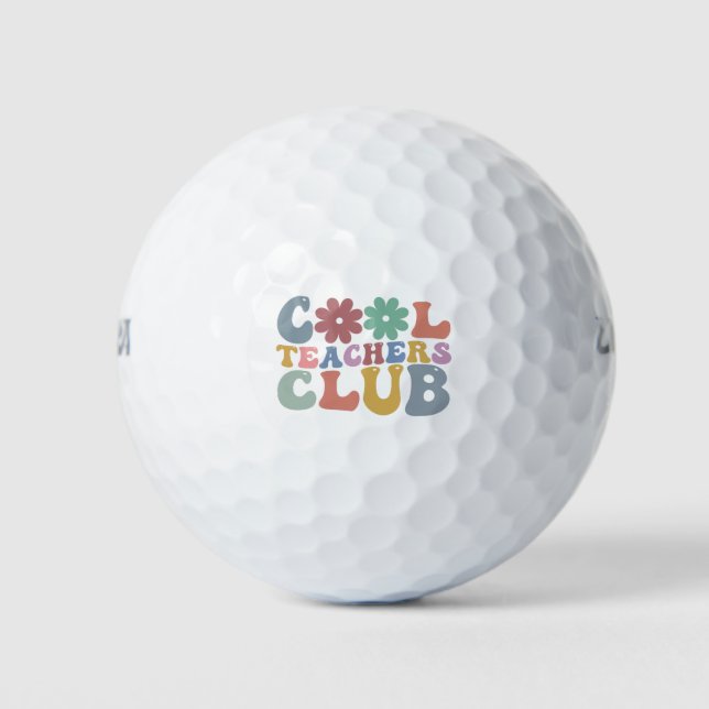 Cool Teacher Club Retro Groovy Back To School  Golf Balls (Front)