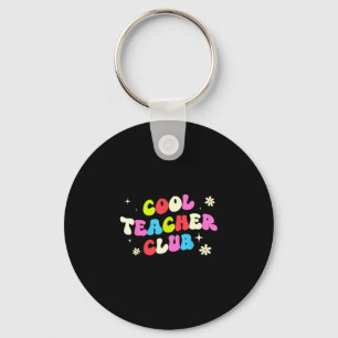 Cool teacher club retro groovy funny back to key ring