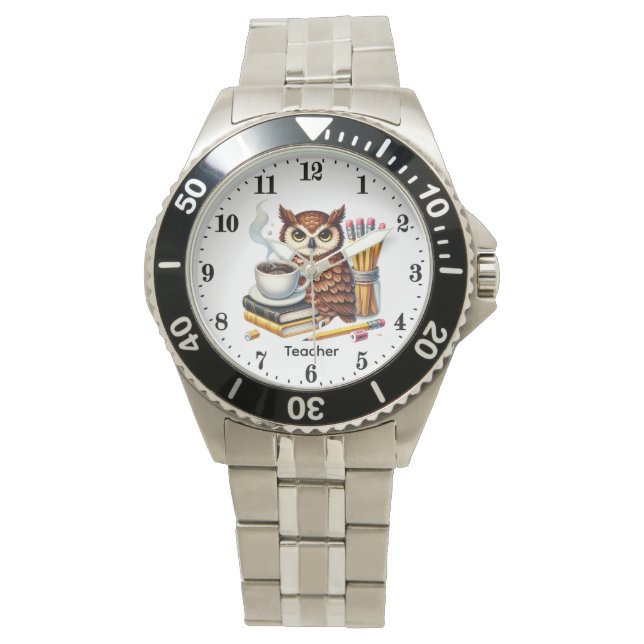 Cool Teacher owl customisable Watch (Front)