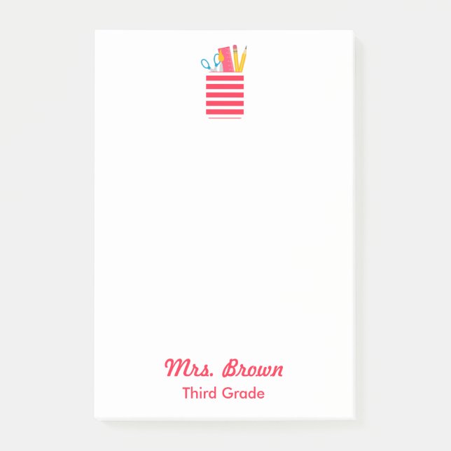 Cool Teacher School Supply Organiser Post-it Notes (Front)