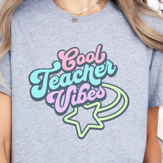Cool Teacher Vibes Retro Styling Gift Green T-Shirt (Creator Uploaded)