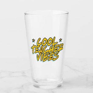 COOL TEACHER VIBES TEACHERS DAY GIFT GLASS