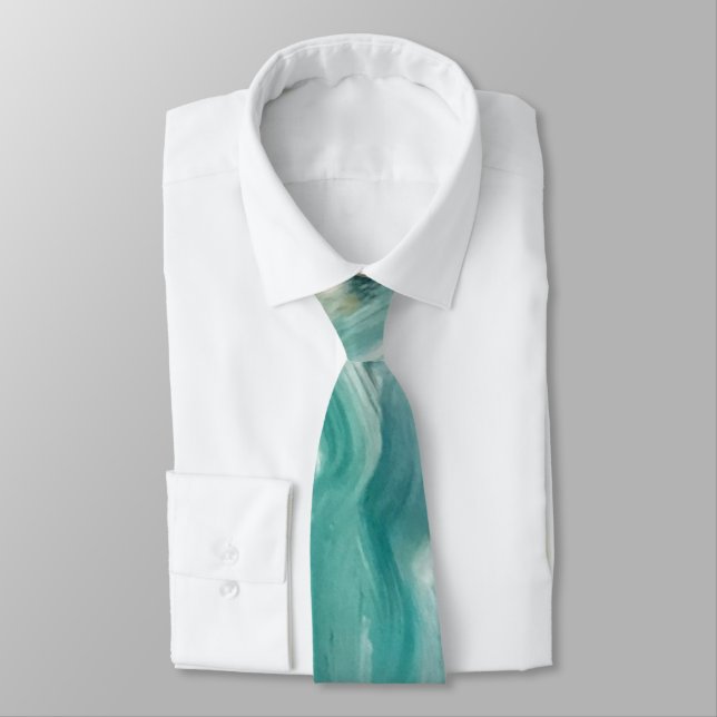 Cool Teal Colours Men's Necktie (Tied)