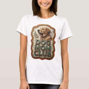 Cool Teal DOG MOM CLUB Artistic Motif T-Shirt