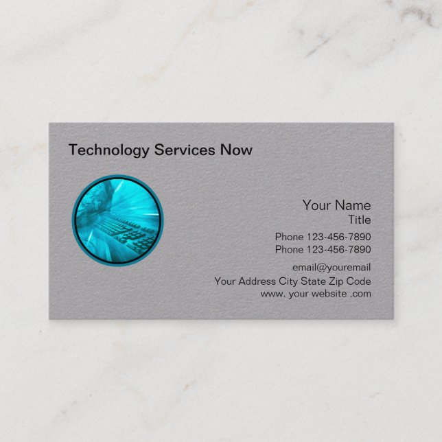 Cool Technology Grey Card Stock Business Cards (Front)