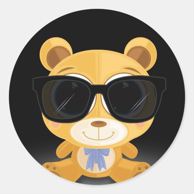 Cool Teddy Bear   Classic Round Sticker (Front)
