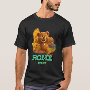 Cool Teddy Bear in Rome Italy at Colosseum Jumping T-Shirt
