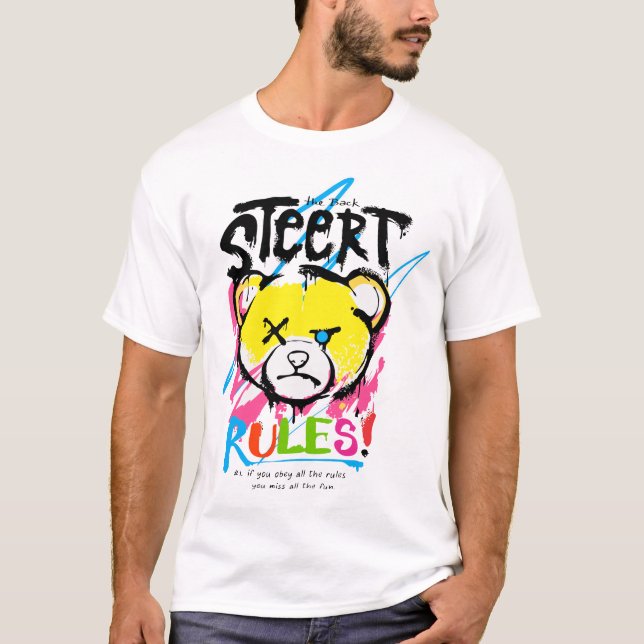 Cool Teddy Street Rules T-Shirt (Front)