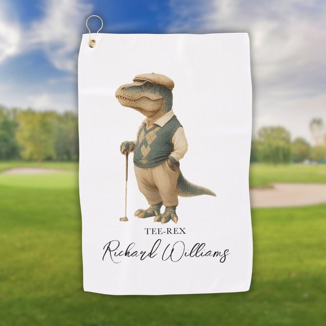 Cool Tee-Rex Golfer Dinosaur Signature Name Golf Towel (Cool Tee-Rex Golfer Dinosaur Signature Name Golf Towel)