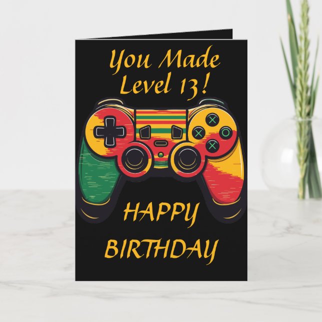 Cool Teenager Level 13 Gamer Card (Front)