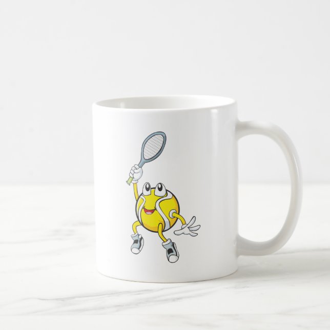 Cool Tennis Ball Holding Racquet Coffee Mug (Right)