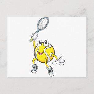Cool Tennis Ball Holding Racquet Postcard