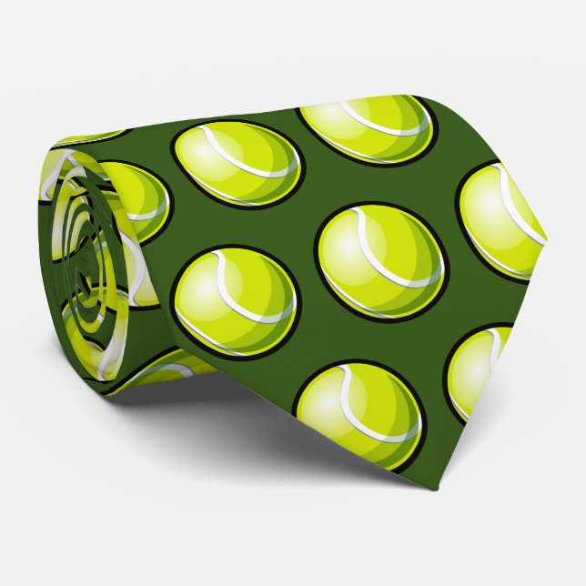 Cool tennis ball sports pattern tie (Rolled)